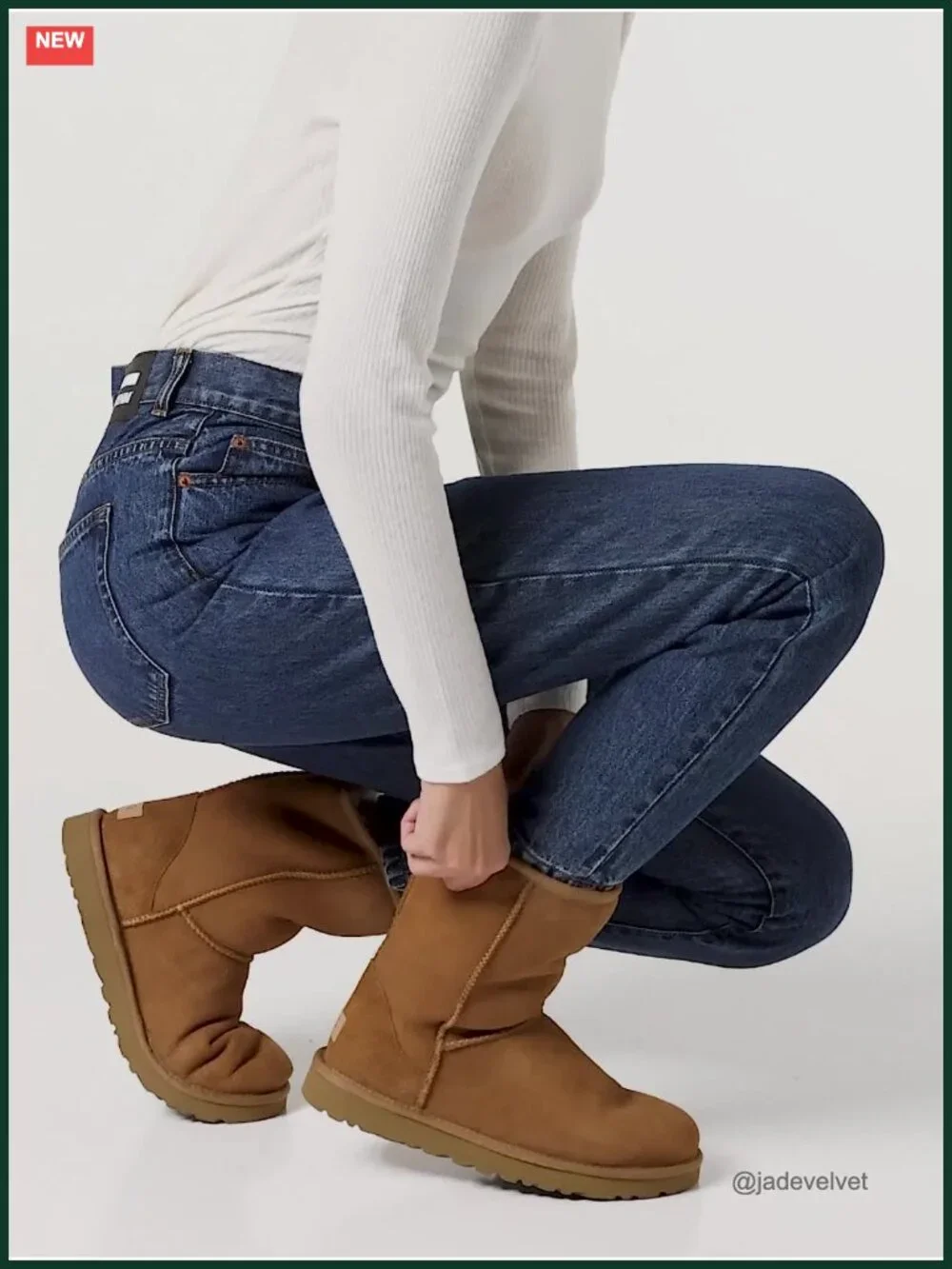 Shearling Sheepskin Mid-Calf Snow Boots with Faux Fur Trim Water Repellent